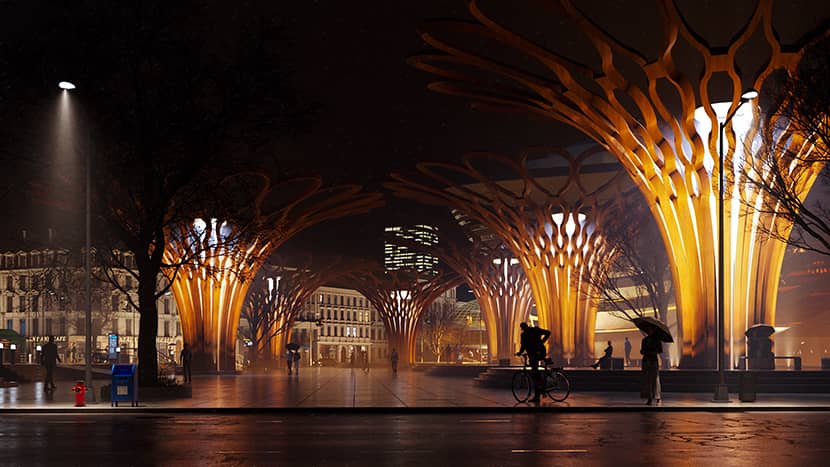 Ricardo Barreto, 'Biomimetic Square' architectural visualization